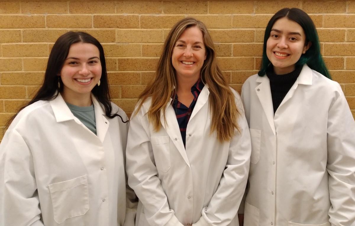 A photo showing, from left to right, Alma Hernandez, Dr. Ernakovich, and Joy O'Brien